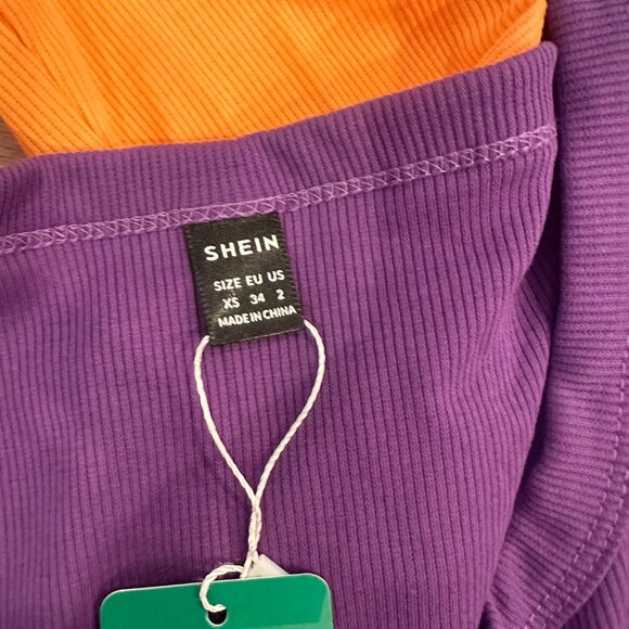 SHEIN WOMENS LONG SLEEVE SHIRTS NEW PURPLE AND YELLOW XS - Picture 5 of 7